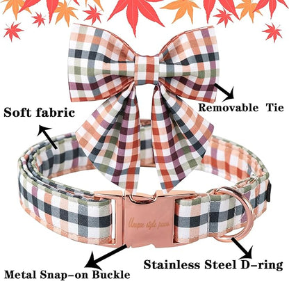 Unique Style Paws Cotton Dog Collar with Bow
