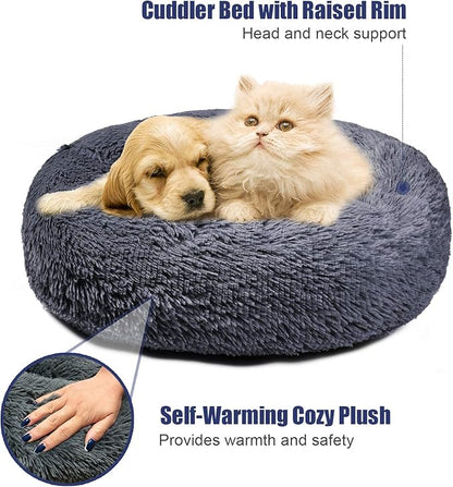 Aurako Cat Bed Dog Bed Round Cushion Pet 20" Dark