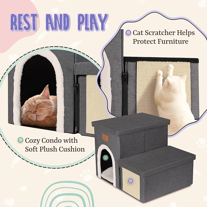 downluxe Dog Stairs for Small Dogs (2-Step Pet