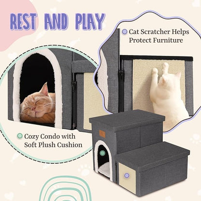 downluxe Dog Stairs for Small Dogs (2-Step Pet