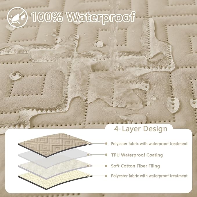 hyha Waterproof Dog Blanket, Soft Dog Bed Cover Pet Blankets, Waterproof Sofa Couch Cover for Dogs Washable, Reversible Pet Couch Covers for Sofa Furniture (82x82 Inch, Taupe/Beige)