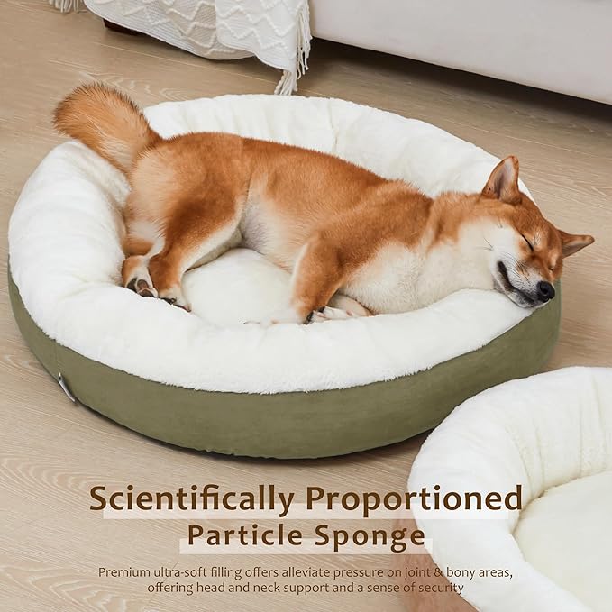 Love's cabin Round Donut Cat and Dog Cushion Bed 30in Pet