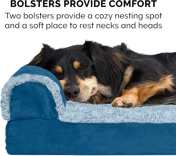 Furhaven Memory Foam Dog Bed for Large Dogs w/ Removable Bolsters & Washable Cover 125 lbs
