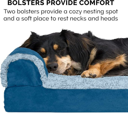 Furhaven Memory Foam Dog Bed for Large Dogs w/ Removable Bolsters & Washable Cover 125 lbs
