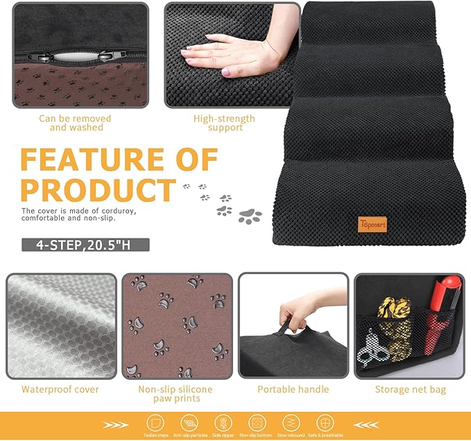 Topmart High Density Foam Dog Steps 4 Tiers