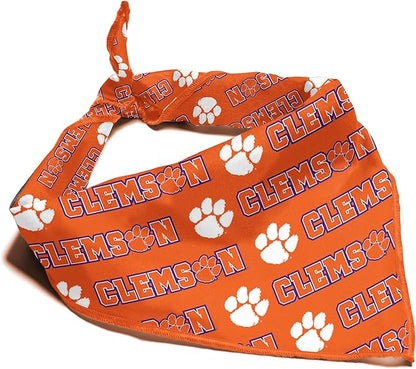 NCAA Officially Licensed Bandana for Dogs and Cats | Fits Pets Great Gift Idea | Easy-to-Tie (Large, Clemson Tigers)