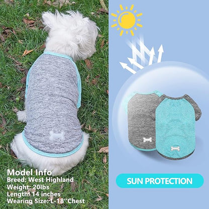 KYEESE 2 Pack Dog Shirts Quick Dry Stretchy Protects Against Foxtails Dog T-Shirts with Reflective Label Raglan Sleeve Cat Shirts Sun Protection Dog Clothes for Small Dogs