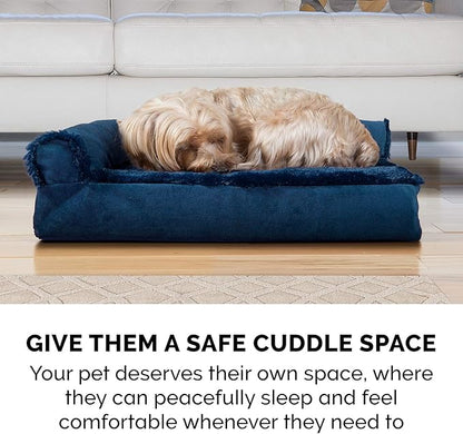 Furhaven Cooling Gel Dog Bed for Large/Medium Dogs w/ Removable Bolsters & Washable Cover 55 lbs