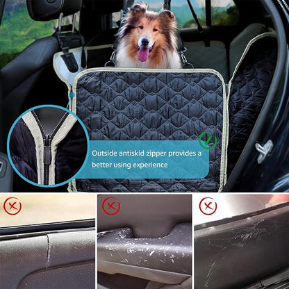 Lassie Dog Car Seat Covers for Back Seat Waterproof with Mesh Visual Window Durable Scratchproof Nonslip Dog Car Hammock with Universal Size Fits for Cars