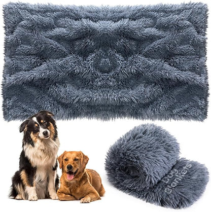 WOKEEN Waterproof Dog Blanket,Dog Blankets for 48 inch Dog Crate,Reversible Bed Blanket for Large Dogs,Long Faux Fur Pet Throw Blanket,47x30 inch Plush Washable Pad(Tie-dye Grey)