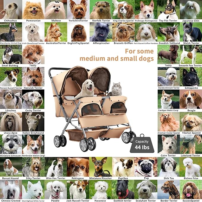Double Pet Stroller 2 Dogs