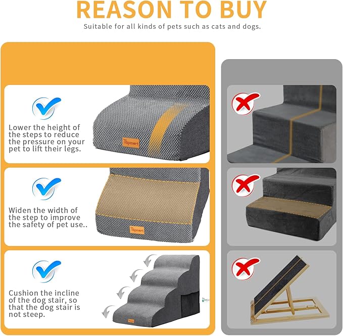 Topmart High Density Foam Dog Steps 4 Tiers