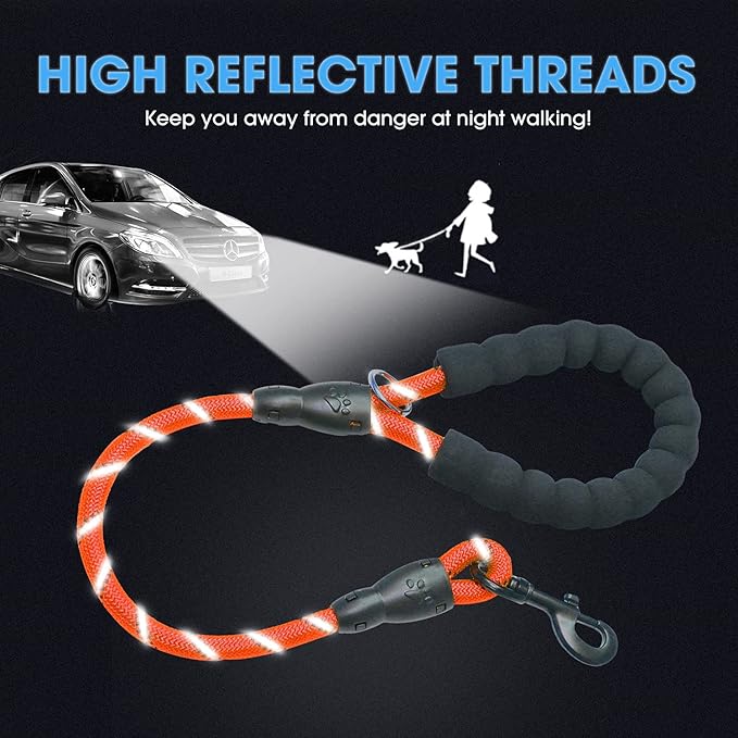 BAAPET 2/4/5/6 FT Dog Leash with Comfortable Padded Handle and Highly Reflective Threads for Small Medium and Large Dogs (2FT-1/2''