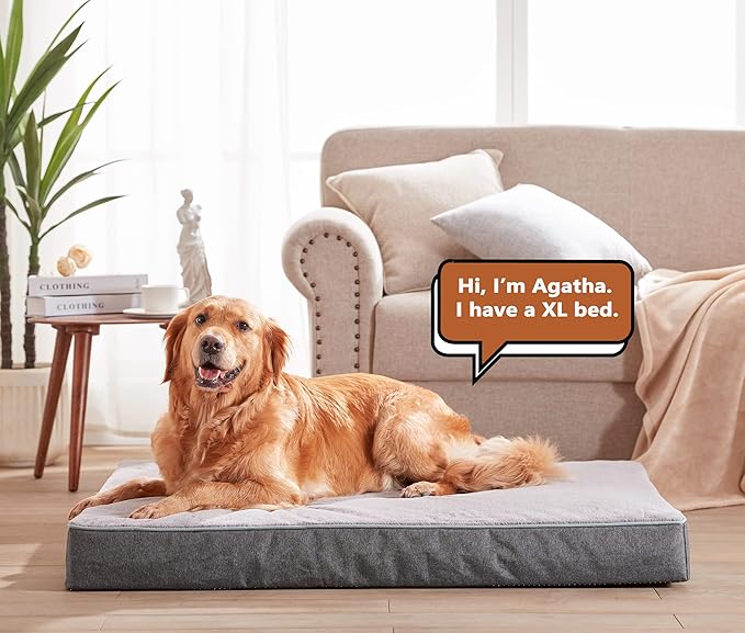 Waterproof Dog Beds for Extra Large Dogs, Washable Orthopedic Dog Bed with Cooling Gel Memory Foam, Large Dog Crate Mat for Big Breed Dogs