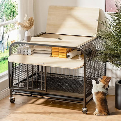 Small Dog Crate Furniture with Wheel 2024 Small 20Lbs
