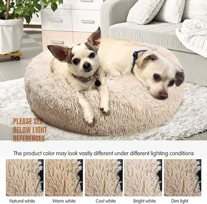 Small Dog Bed Calming Dogs Bed for Small Medium Large Dogs Anti-Anxiety Puppy Bed Machine Washable Warming Cozy Soft Pet Round Bed Fits up to 10-100 lbs (Medium (Pack of 1)