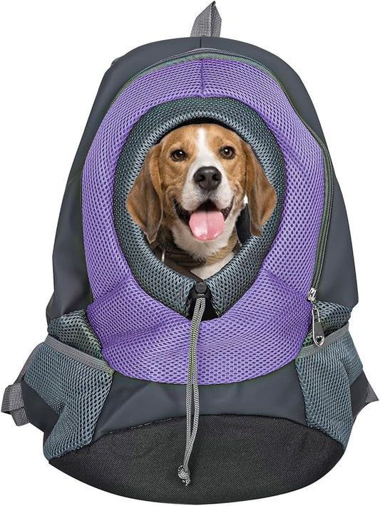 SOFTIER Pet Dog Carrier Backpack Puppy Dog Travel Carrier Front Pack Breathable Head-Out Backpack Carrier for Small Dogs Cats Rabbits(Purple)