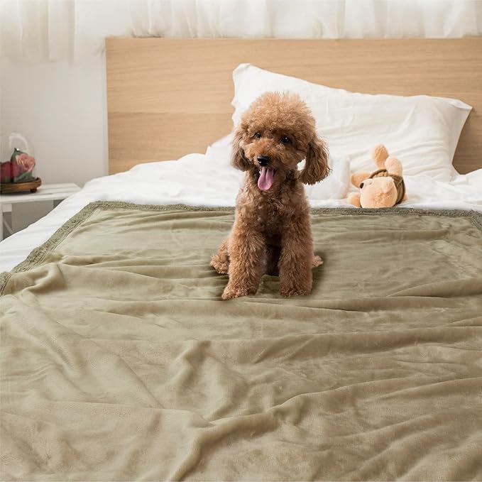 PetAmi WATERPROOF Dog Blanket for Bed 90x90 Taupe