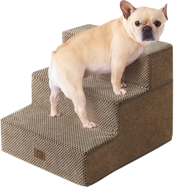 EHEYCIGA Dog Stairs for Small Dogs 13.5" H 3-Step Dog