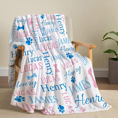Personalized Dog Blankets Dog Paw Print Blanket Puppy Blanket 120"x90" for