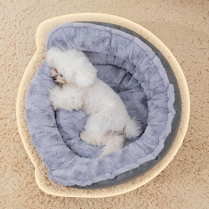 Jiupety Cute Round Dog Beds for Small Dogs 24in Pet 24lbs, Washable