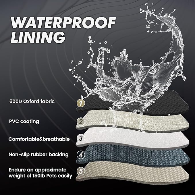 Dog Car Seat Cover for Back Seat with Hard Bottom