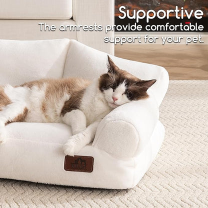 Hollypet Fluffy Plush Pet Sofa Soft Calming Pet Sofa Beds for Medium Small Cats and Dogs