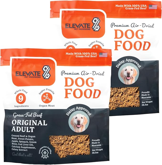 100% Human Grade Air Dried Dog Food - All Natural - USA Grass Fed Beef - Limited Ingredient Dog Food - Grain Free - Dehydrated - Complete Meal or Dog Food Topper – Beef Flavor - 7.3 lb