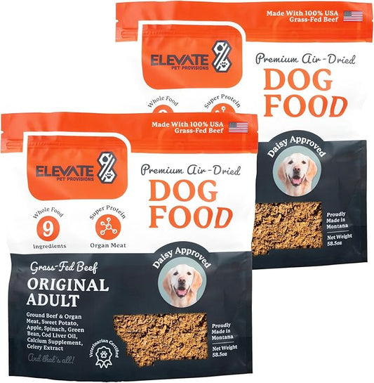 100% Human Grade Air Dried Dog Food - All Natural - USA Grass Fed Beef - Limited Ingredient Dog Food - Grain Free - Dehydrated - Complete Meal or Dog Food Topper – Beef Flavor - 7.3 lb