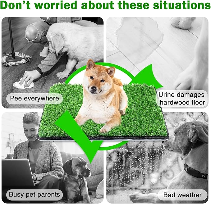 Dog Grass Mat with Pee Pad 32×23"