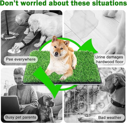 Dog Grass Mat with Pee Pad 32×23"