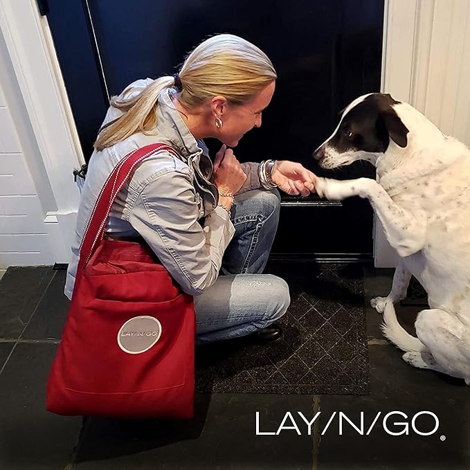 Lay-n-Go 3-in-1 Large Portable Drawstring Dog Bed, Car Seat Cover, and Toy Storage Organizer for Pets, Travel, Camping, Crates, Sofa and Couch, 44 inch, Burgundy/Chocolate