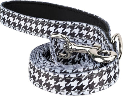 EcoBark Dog Leash - 4 FT / 5 FT / 6 FT Reflective Dog Leash- Eco-Bright Dog Leashes with Padded Handle - Strong Heavy Duty Dog Leash - Nylon Dog Leash for Medium and Large Dogs (Houndstooth Dog Leash)