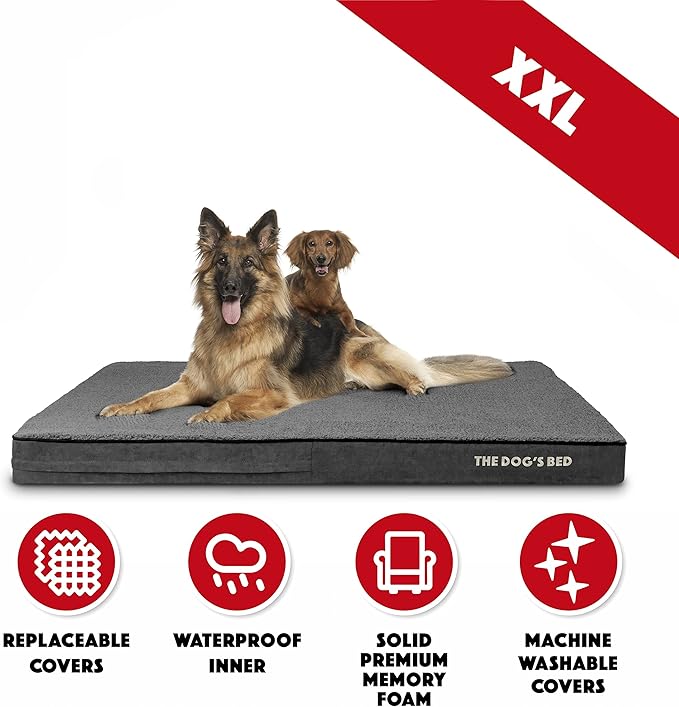 The Dog’s Bed Orthopedic Memory Foam Dog Bed 2XL Grey 54x36x4, Pain