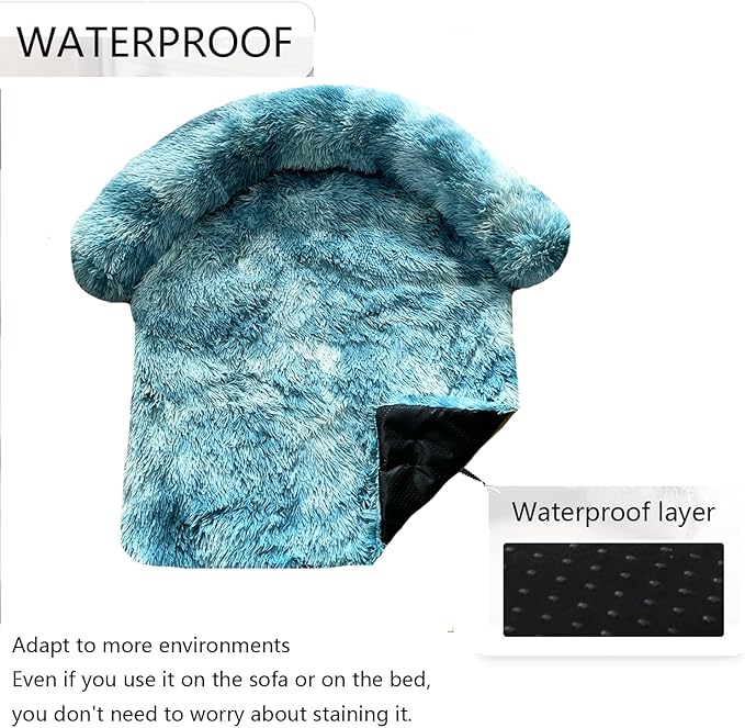 Calming Dogs/Cats Bed Fluffy Plush Dogs/Cats Mat for Furniture Protector with Waterproof Lining