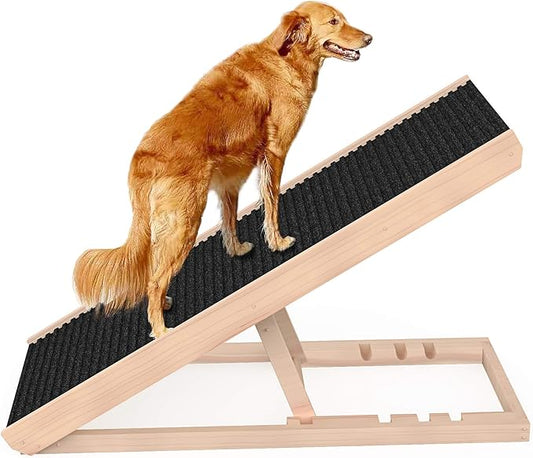 Adjustable Pet Ramp for All Dogs and Cats - Folding Portable Dog Ramp for Couch or Bed with Non Slip Carpet Surface, 40”Long and Height Adjustable from 9”to 24” - Up to 100 Lbs