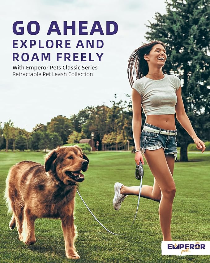 Emperor Pets 16 Feet Retractable Dog Leash Large Dogs 110lb, Large 26 ft, -GY16