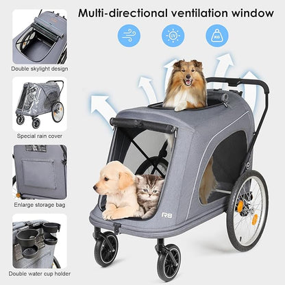 R8 Pro Extra Large Foldable Pet Stroller 100 lbs,