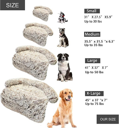 Calming Dogs/Cats Bed Fluffy Plush Dogs/Cats Mat for Furniture Protector with Waterproof Lining