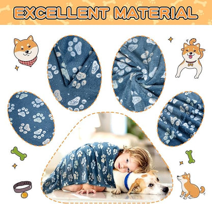 1 Pack 3 Blankets for Dogs Blankets for Large Dogs Medium Dog Blanket Super Soft Fluffy Premium Fleece Pet Blanket Flannel Throw for Dog Puppy Cat Paw Blanket,Navy Blue(41x31 inch)