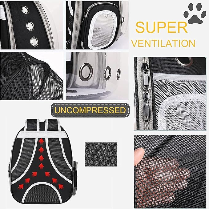 Cat Backpack Carriers, Expandable Optional, Foldable & Breathable, Pet Carrier for Puppy Small Dog Cat, Ventilate Transparent Clear Bubble Bag for Travel, Hiking and Outdoor Use, Light Blue