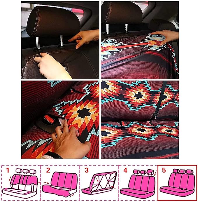 WELLFLYHOM Western Horse Car Accessories Bench Seat Cover