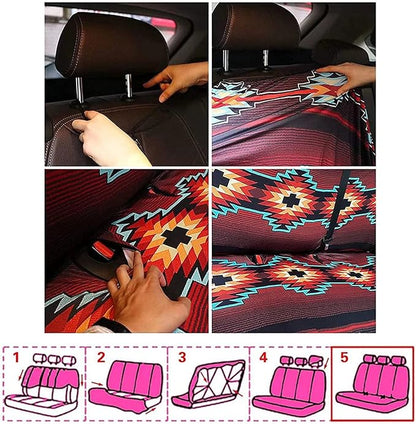 WELLFLYHOM Western Horse Car Accessories Bench Seat Cover