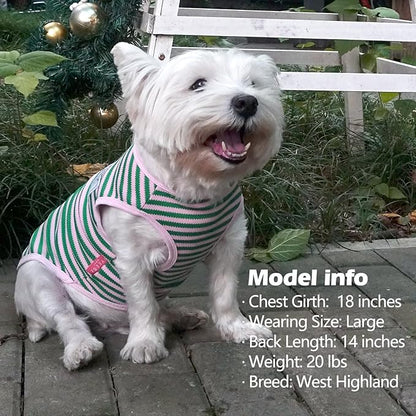 KYEESE 2Pack Dog Shirts Striped for Small Dogs Soft Stretchy Dog T-Shirts Lightweight Dog Tank Top Sleeveless Dog Vest Breathable