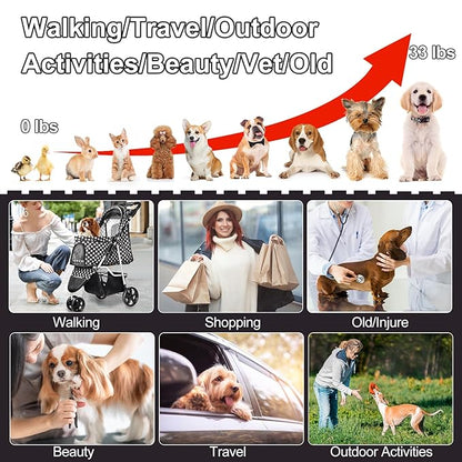 Dog Stroller for Small Dogs 3 Wheels,