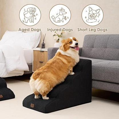 EHEYCIGA Curved Dog Stairs for High Beds 19.7" H 4-Step Dog
