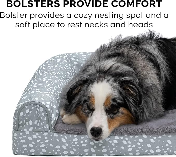 Furhaven Memory Foam Dog Bed for Large Dogs w/ Removable Bolsters & Washable Cover 95 lbs