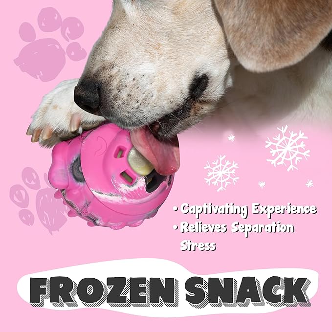 4-In-1 Interactive Frozen Dog Toy Treat - Dog Freezer Toy and Fillable Dog Toys - Perfect for Mental Stimulation, Reducing Separation Anxiety & Interactive Playtime with Dog Treat Makers & Slow Feeder