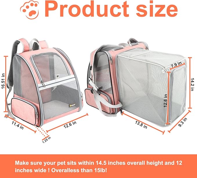 Texsens Innovative Traveler Bubble Backpack Pet Carriers with Upgraded Breathable & Expandable Tent for Cats and Dogs