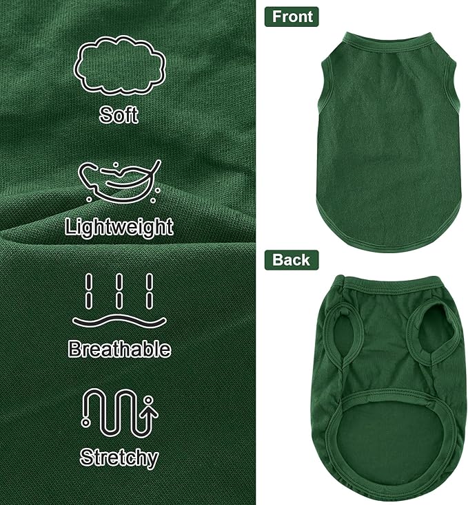 Dog Shirt Vest Clothes for Small Dogs Boy Girl Summer Solid Stretchy Puppy T-Shirts Soft Cool Breathable Lightweight Dog Sweatshirt Pet Cat Outfit